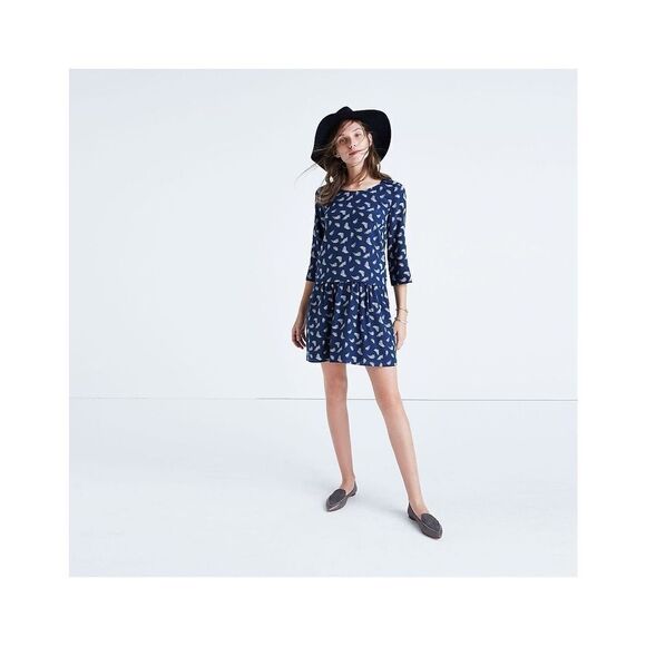 ✨Madewell et Sézane® Silk Anna Drop-Waist Dress in Leaf Print✨ - Picture 4 of 9